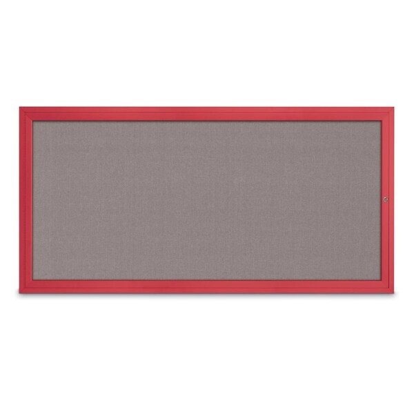 United Visual Products Slim Enclosed Corkboard, 24"x36", Satin Alum Frame/Cloud UVEB2436-SATIN-CLOUD - main